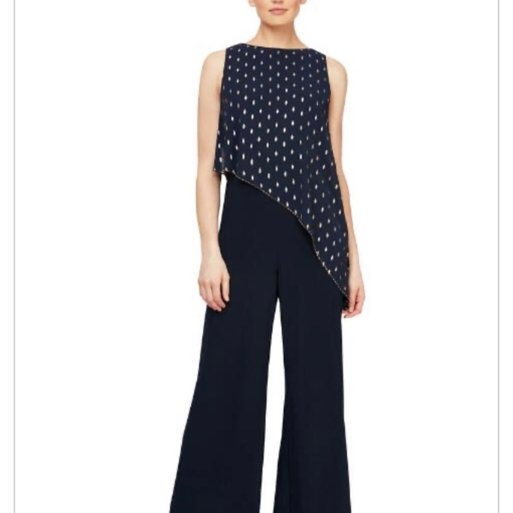 SLNY Foil Dot Capelet Jumpsuit
